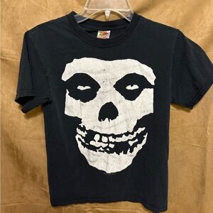 Black Misfits 2000s Skull Graphic T-Shirt